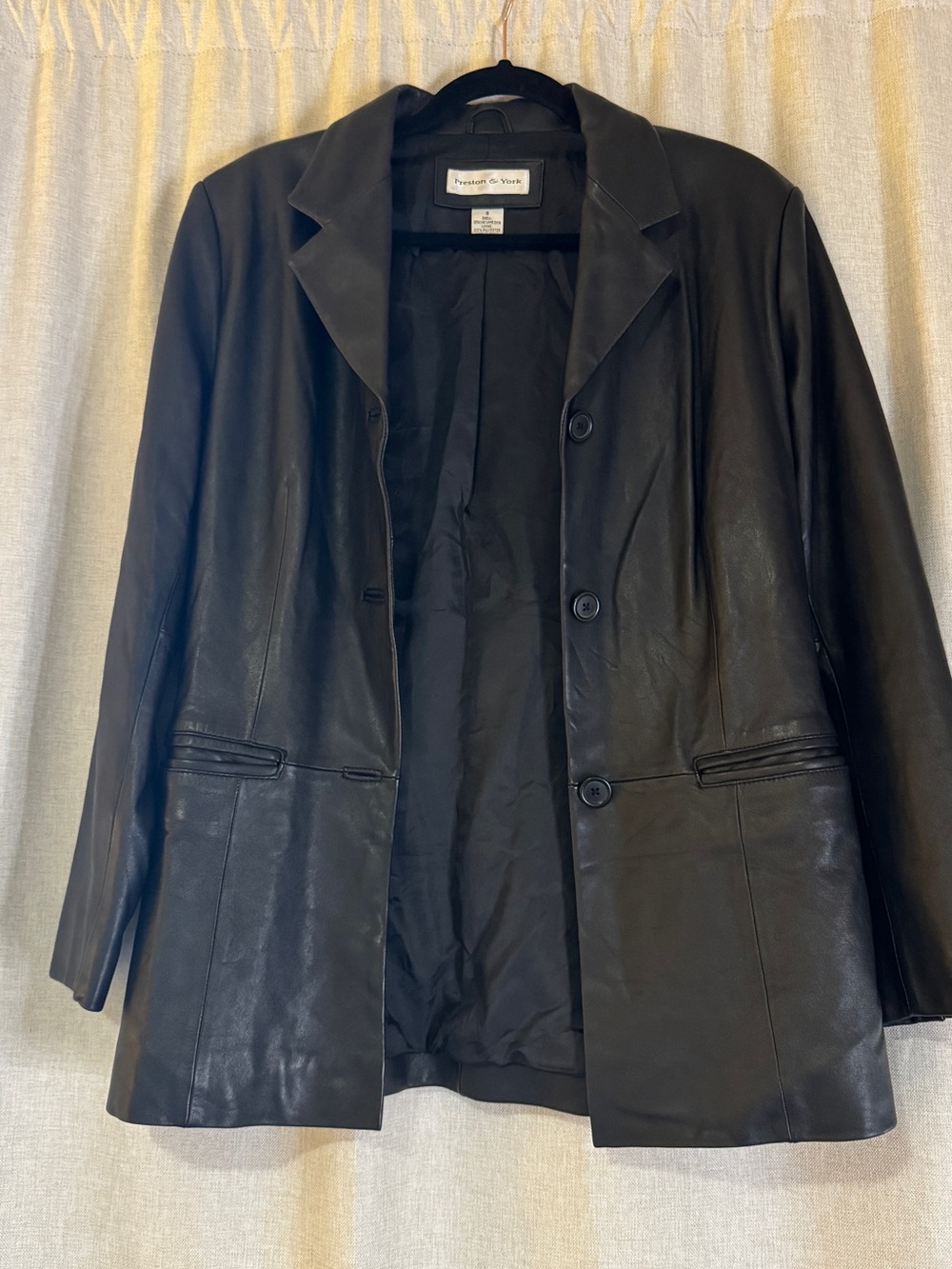 Preston & York Black Faux Leather Blazer
